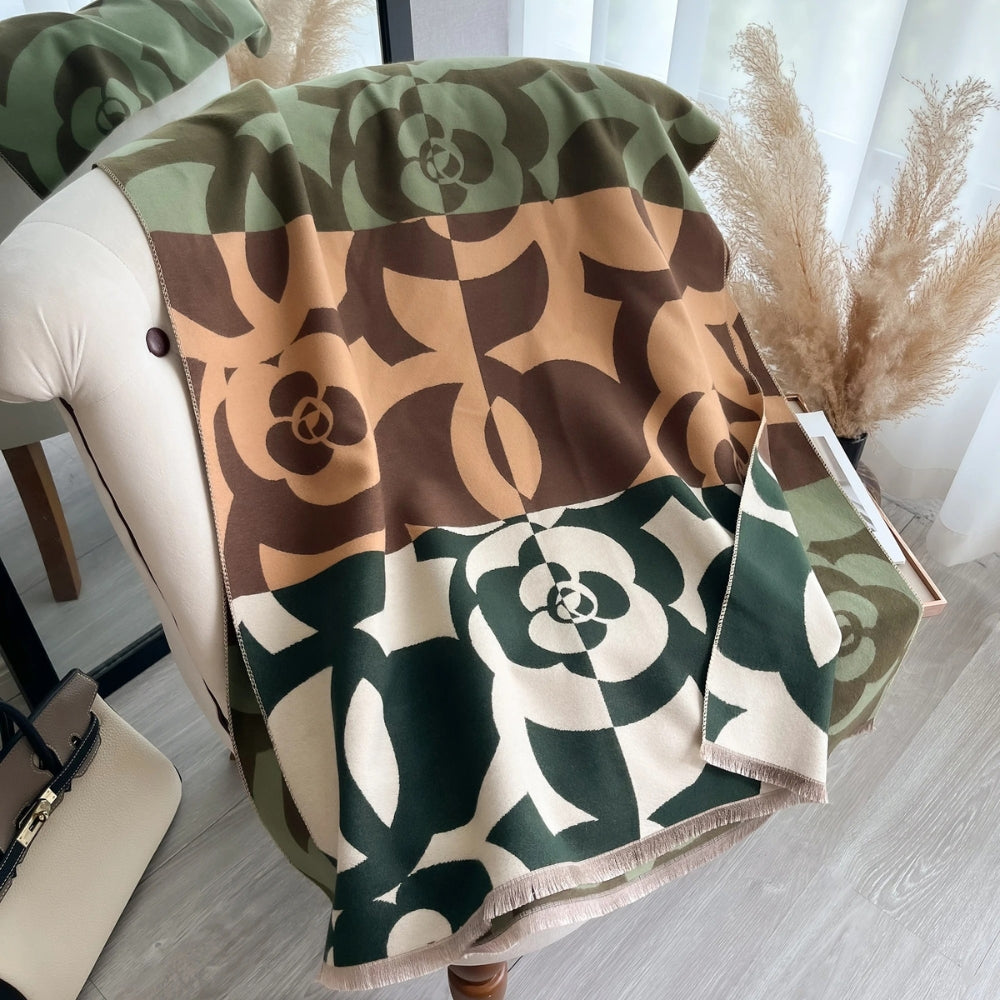 Abstract Retro Fringe Soft Shawl