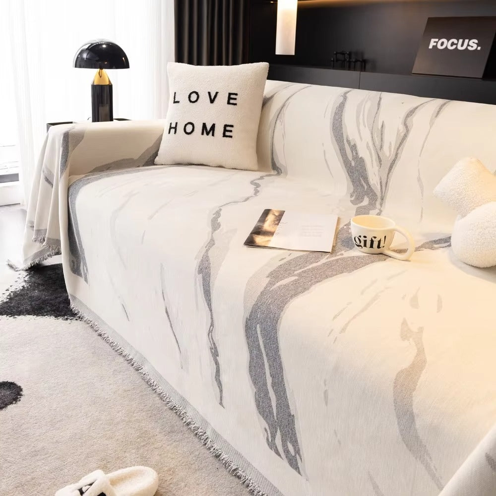 Abstract Brushstroke Chenille Couch Cover