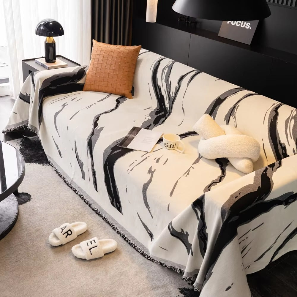 Abstract Brushstroke Chenille Couch Cover