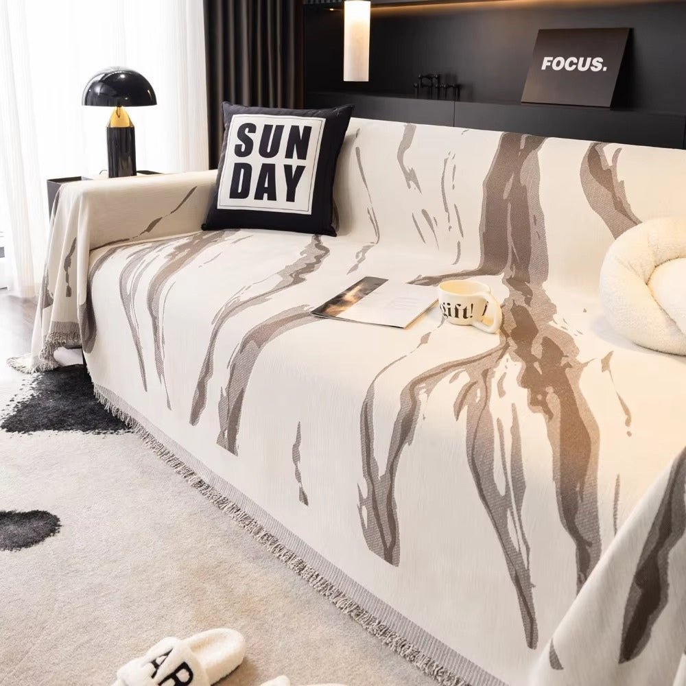 Abstract Brushstroke Chenille Couch Cover