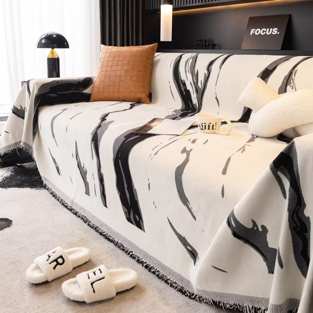 Abstract Brushstroke Chenille Couch Cover