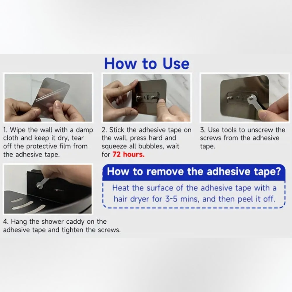 Aluminium Corner Shower Caddy Rack