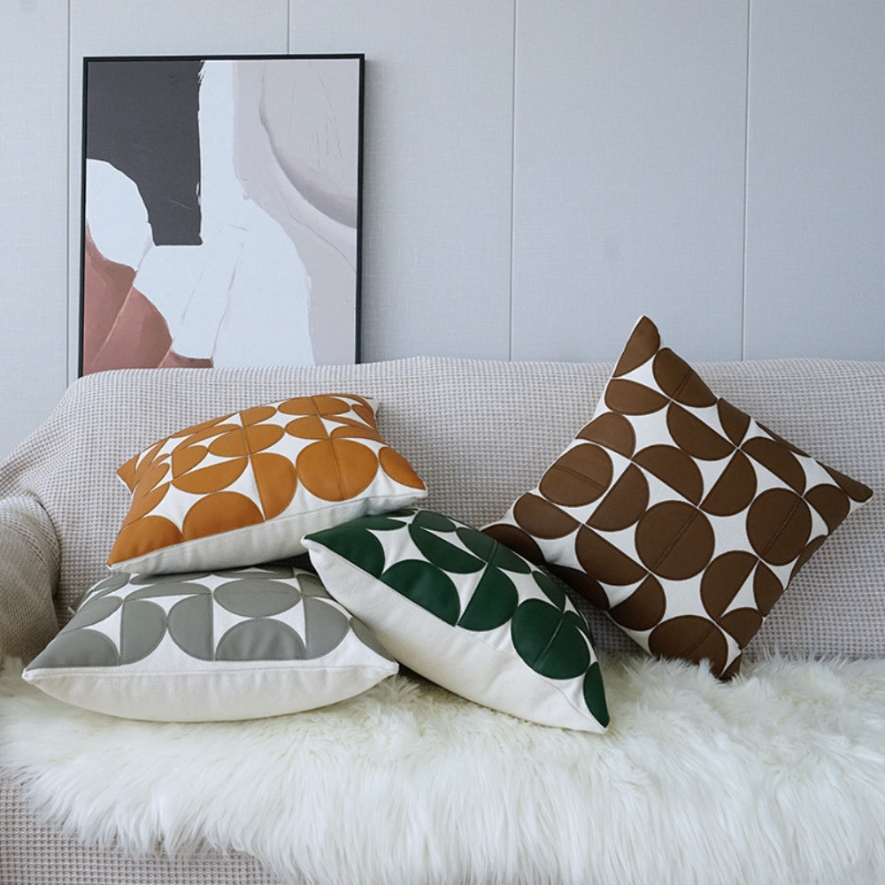 Luxury Embroidered Faux Leather Sofa Cushion Cover