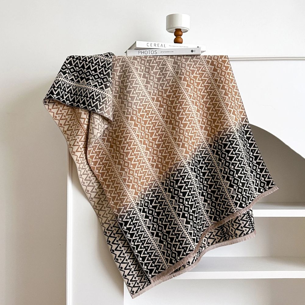 Nordic Pattern Knit Winter Shawl